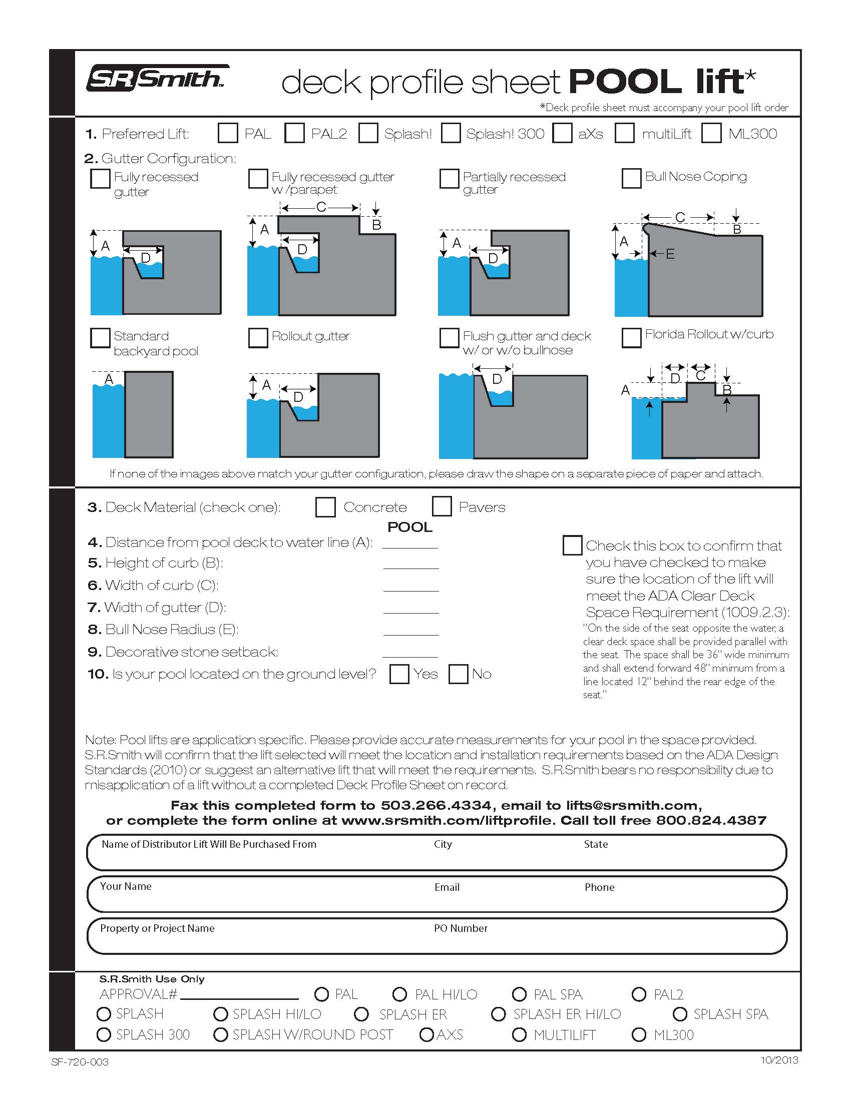 POOL Lift Deck Profile Form