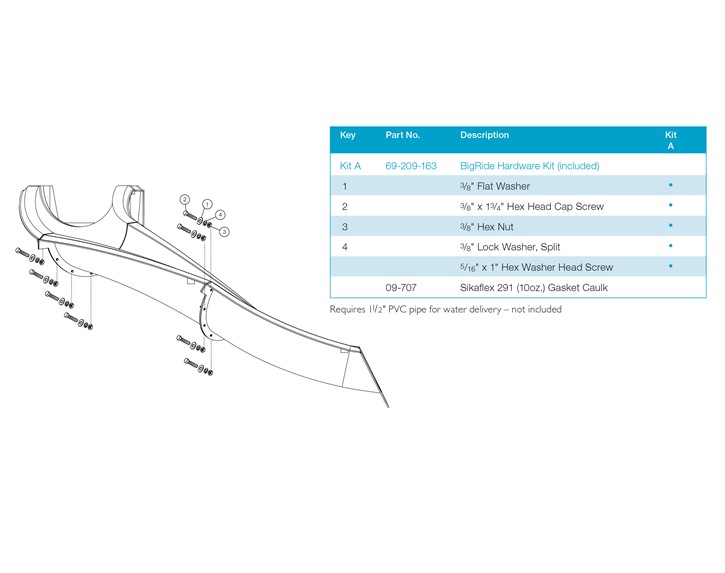 BigRide Pool Slide Exploded View Thumbnail for Exploded technical specification of the S.R.Smith BigRide pool slide