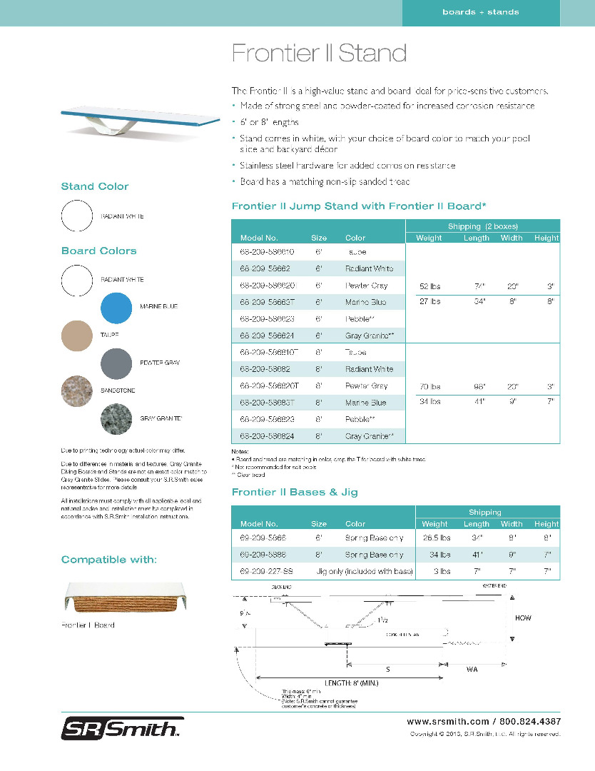 Frontier II Jump Stand Pool Diving Boards S.R.Smith