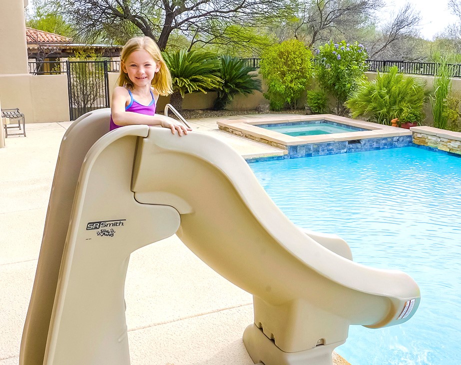SlideAway Removalbe Pool Slide with Little Girl Thumbnail for SlideAway Removalbe Pool Slide with Little Girl