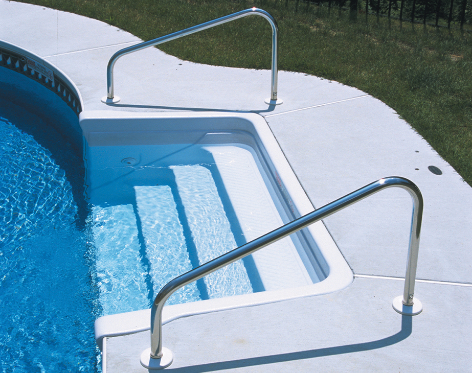 in-Pool Above Ground Pool Step w 2 Handrail & Deck Mounts 